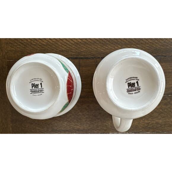 Pier 1 Imports Mosaic Fruit Creamer & Sugar Bowl w/ Lid Crafted In Italy EUC - Picture 4 of 4